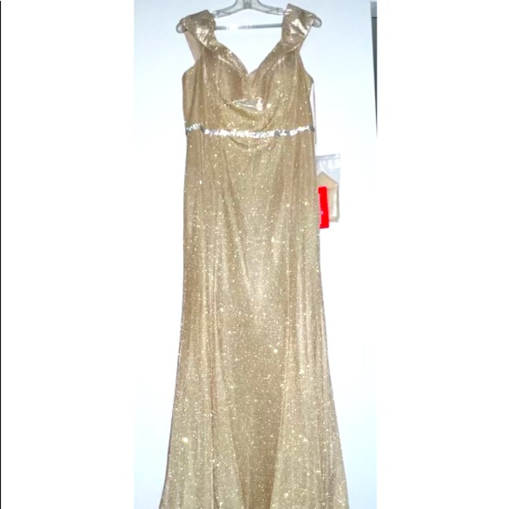 Sparkley Gold off the shoulder dress